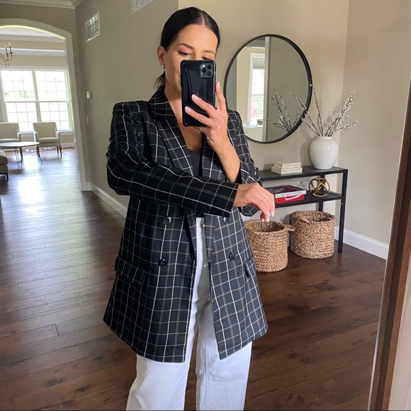 Plaid oversized black blazer - Picture 5 of 12